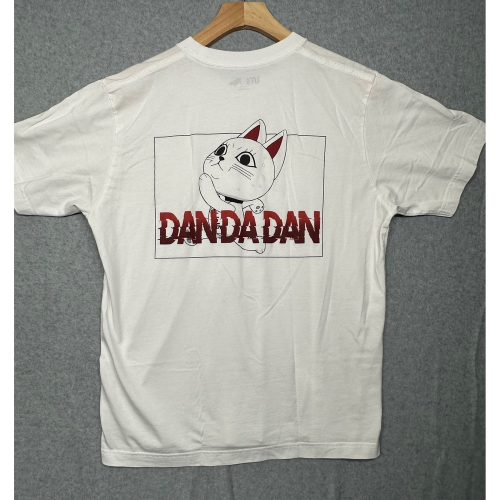 UNIQLO UT DANDADAN‎ White Graphic Tee Anime Manga Cat T-Shirt Men's Size S